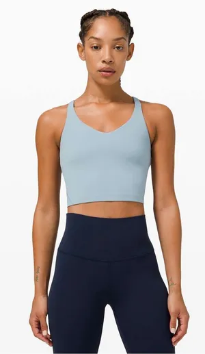 lululemon athletica Light Blue V-Neck Crop Sports Bra thumbnail 1