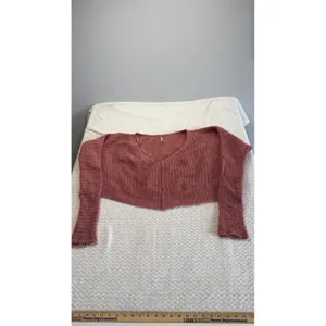 Free People Alpaca Blend V-Neck Cropped Sweater Rose Pink OB1010814 Small thumbnail 2
