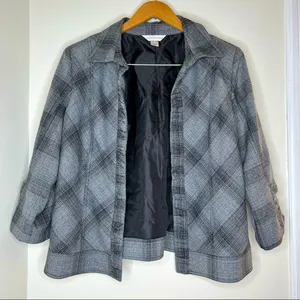 Christopher & Banks gray plaid open front blazer jacket size large thumbnail 2