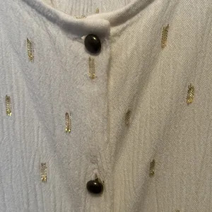 Zara gauze creamy white gold foil dot top thumbnail 5