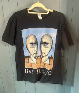 Vintage Gildan Black Brit Floyd Graphic Tee with Blue and Tan Artwork | Large thumbnail 1