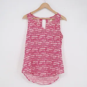 Old Navy Pink Abstract Stripe V-Neck Tank Top Sleeveless Keyhole Small Tall thumbnail 2