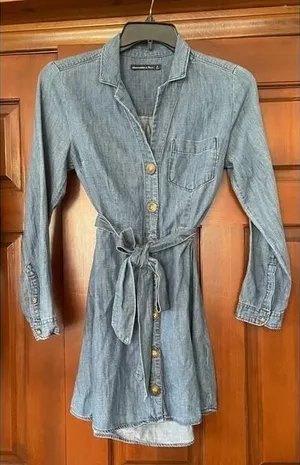 Abercrombie & Fitch, button-down denim belted shirt dress thumbnail 1