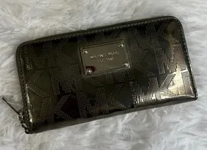 MICHAEL KORS Metallic Silver Zip Around Wallet thumbnail 1