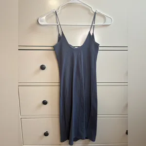 Abercrombie & Fitch Soft A&F Collection Ribbed Mini Bodycon Dress Blue XS thumbnail 3