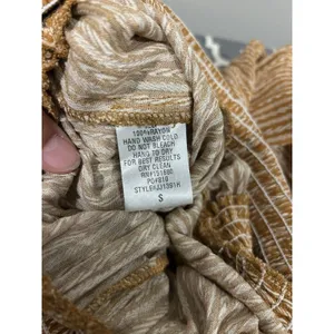 Vestique Women's Mustard Brown Striped Smocked Jumpsuit Size Small Game Day Boho thumbnail 9