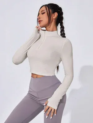 SheIn Beige Half Zip thumbnail 2
