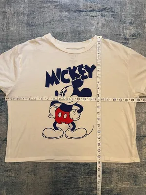 Disney White Blue Mickey Mouse Relaxed Fit Cropped Length Short Sleeve Tee XL thumbnail 5