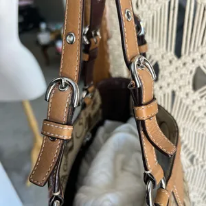 VINTAGE Coach Horse & Carriage brown canvas and leather trim tote bag thumbnail 12