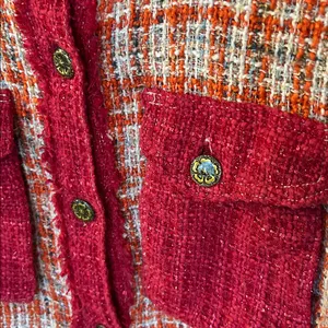 POL Pink Tweed Blazer Jacket Boxy‎ Fit Orange Shacket Medium thumbnail 3