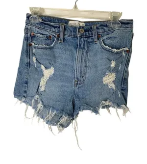 Abercrombie and Fitch high rise mom short jean denim women's size 27 4 thumbnail 1