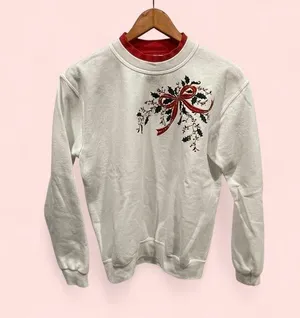 Vintage? 80’s-90’s style white mock neck holiday christmas sweatshirt thumbnail 2