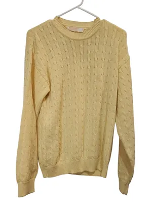 Brooks Brothers Yellow Long Sleeve Open Knit Crew Neck Pullover Sweater Small thumbnail 1