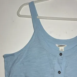 CASLON women's Blue Button Front Tie Front Tank Top Size L Cotton‎ Modal thumbnail 6