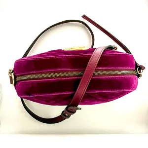 Gucci GG Velvet Marmont Camera Bag, Fuchsia thumbnail 3