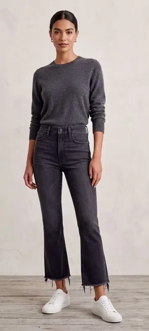 MOTHER The Hustler Ankle Fray Jeans Washed Black 27 Waist thumbnail 1