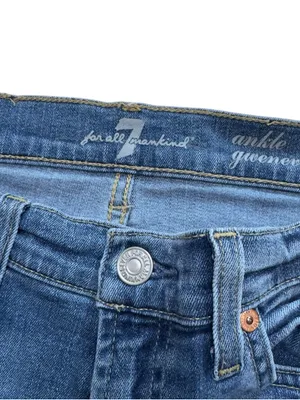 7 For All Mankind Women’s 28 Ankle Gwenevere Skinny Crop Jeans Frayed Hem Blue thumbnail 9