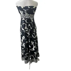 White House Black‎ Market Strapless Maxi Dress XS Black Ivory Y2K Graduation thumbnail 2