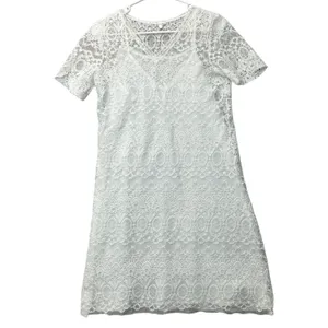 White‎ Lace Sheath Dress M Bridal Shower Courthouse Wedding Guest Garden Party thumbnail 3