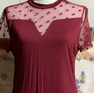 Shein Burgundy Mock Neck Blouse thumbnail 3