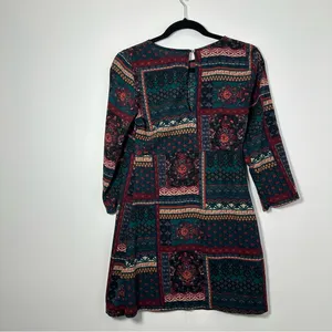 Abercrombie & Fitch Women’s Aztec Geometric Print 3/4 Sleeve Mini Dress Size S thumbnail 3