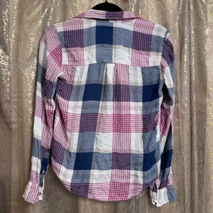 Abercrombie & Fitch 2013 Pink Blue Button Up Plaid Flannel Shirt XS thumbnail 2