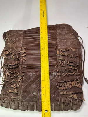 Bohemian leather Textured Fringe Shoulder Bag in Brown thumbnail 9