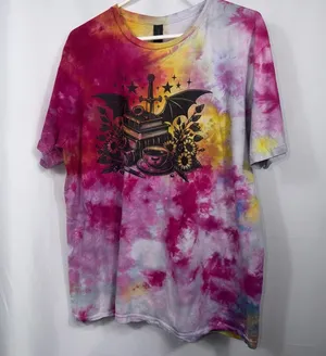 Gildan Large Tie Dye Dark Academia Graphic Tee thumbnail 1