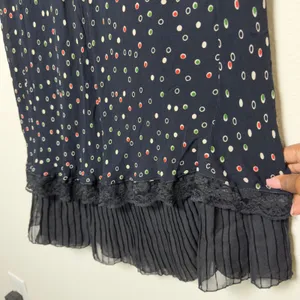 VTG 90s April Cornell Women Whimsigoth Midi‎ Skirt L Black Polka Dot Lace Indie thumbnail 6