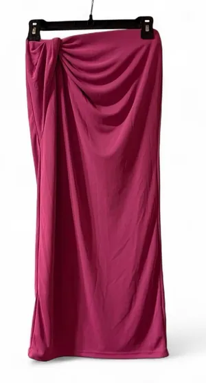 ZARA Pink Ruched Midi Skirt thumbnail 1