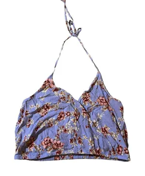 American‎ Eagle Outfitters Women’s Purple Floral Halter Top XL thumbnail 1