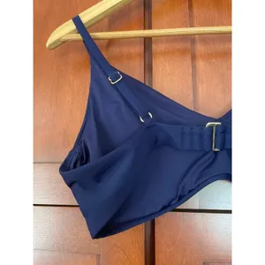 Quince Italian V-Neck Bikini Swim Top Deep Navy Blue Size XL NEW thumbnail 6