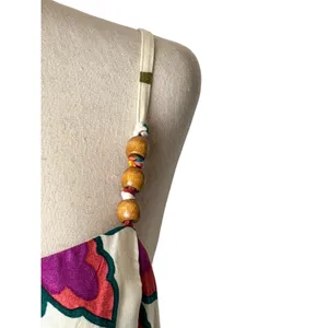 MSK Floral Maxi Dress Women Large Cream Ivory Square Neck Beaded‎ Straps Boho thumbnail 7