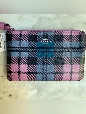 Coach Corner Zip Wristlet in Wild Plaid Print (F23632) - NWT thumbnail 2
