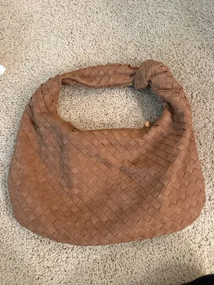 Suede brown shoulder bag large thumbnail 2