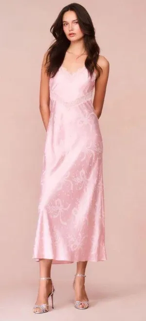 Love Shack Fancy Serita Bow Jacquard Maxi Dress thumbnail 1