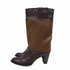 Stuart Weitzman Brown Leather Woven Boots thumbnail 3