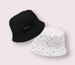 NEW Sephora Reversible Bucket Hat solid Black & White with Makeup Pattern thumbnail 1