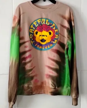 Grateful Dead tye dyed tan/ green sweatshirt, medium thumbnail 1