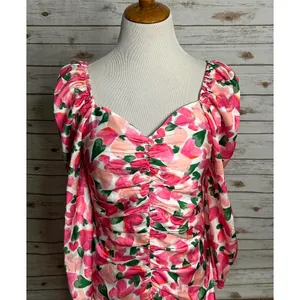 MOTF pink/multicolored heart floral sweetheart neckline maxi dress Size Large thumbnail 2