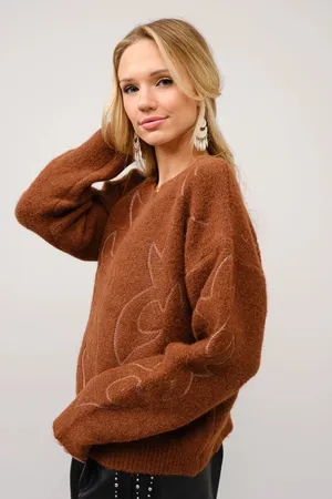 Stitch Pattern Crew Neck Sweater thumbnail 2