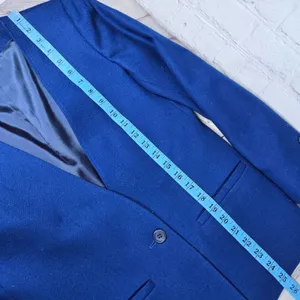 Hyde Point Petite Womens‎ Blue 100% Wool Collarless Single Button Blazer Size 6P thumbnail 9