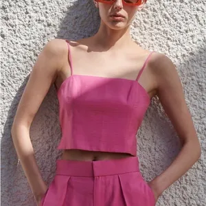 Zara pink crop top thumbnail 1