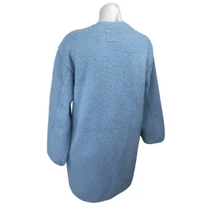 Aritzia Wilfred Free Blue Faux Sherpa Long Sleeve Snap Longline Jacket Size XS thumbnail 3