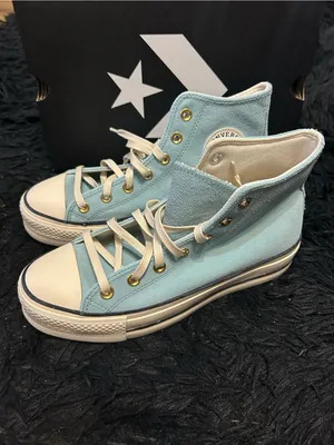 CONVERSE Ctas Lift Hi top blue leather platform lace up shoes sneakers sz 8 new thumbnail 7