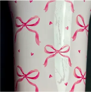 Pink Bow Tumbler w/cover & straw. Brand new with tags thumbnail 3