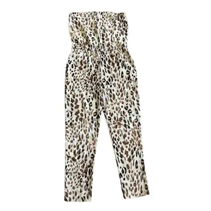 WAYF Leopard Print Jumpsuit Tan Brown‎ Strapless sz M thumbnail 2