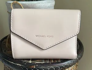 Michael Kors Pink Nude Leather Envelope Card Wallet thumbnail 1