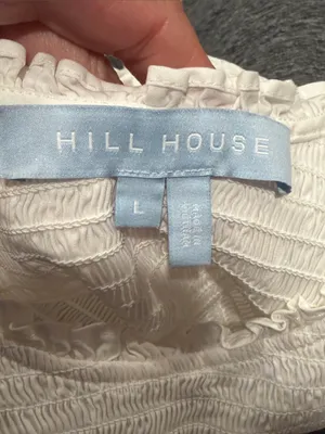 Hill House the aiko white smocked top with puff‎ sleeves large thumbnail 6