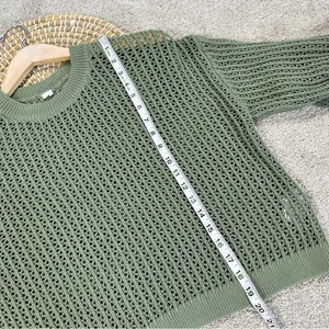 Old Navy Women’s Long-Sleeve Cropped Crochet Sweater Rib Knit Weeping Willow M thumbnail 11